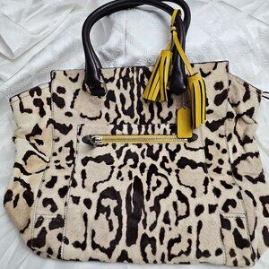 Coach Ocelot Print Hair-Calf Leopard Print Large Tote Bag! Yellow Tassels!